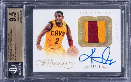 2012-13 Panini Flawless Spokesmen Patches Autographs Gold #4 Kyrie Irving (#03/10) - BGS GEM MINT 9.5